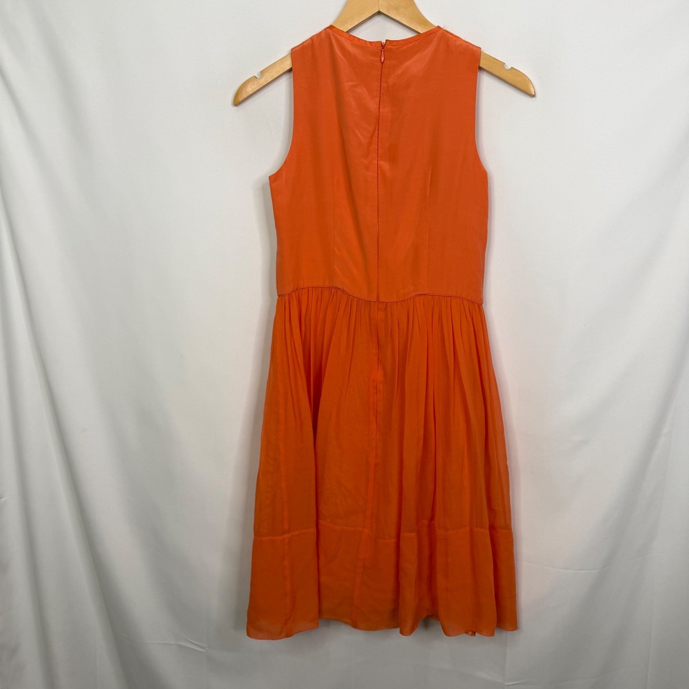 REISS Orange 100% Silk Cage Neckline Sleeveless Cocktail Dress Womens Size 4 - Picture 8 of 11